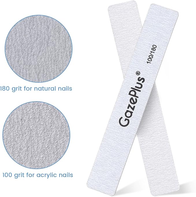 Nail Files, 24 PCS Fingernail Files 7" Long 100/180 Grit Emery Boards for Nails Professional Nail File Bulk Washable Suitable for Both Acrylic and Natural Nails Zebra