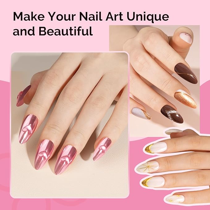 MelodySusie 4Pcs Chrome Nail Powder for Gel Nails,Metallic Mirror Effect Pigment Stylish and Technological Fine Glitter for Home DIY Salon Use
