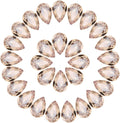 MECCANIXITY 48 Pcs 3D Teardrop Rhinestones Diamond Nail Charm Crystal Pointback K9 Glass Rhinestones Crystal Gems for Jewelry Making, Craft, 8x12mm, Light Gold
