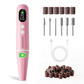 JODSONE Cordless 20000 RPM Portable Nail Drill Multifunctional Low Noise with LED Display Rechargeable Professional Nail Drill for Home Nail Salon Pink