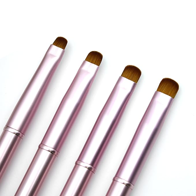 4pcs Pink Metal French Nail Brush | Professional French Tip Brush | Nail Clean Up Brush (#10,#12,#14,#16)