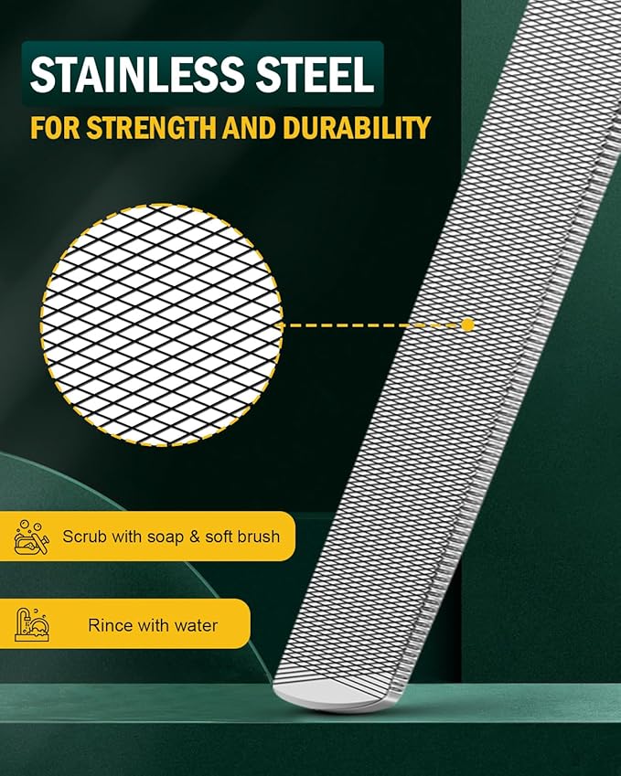 FVION 2 PCS Metal Long Nail File for Thick Nails – Stainless Steel Toenail File, Durable and Efficient Nail Files for Natural Nails and Pedicure