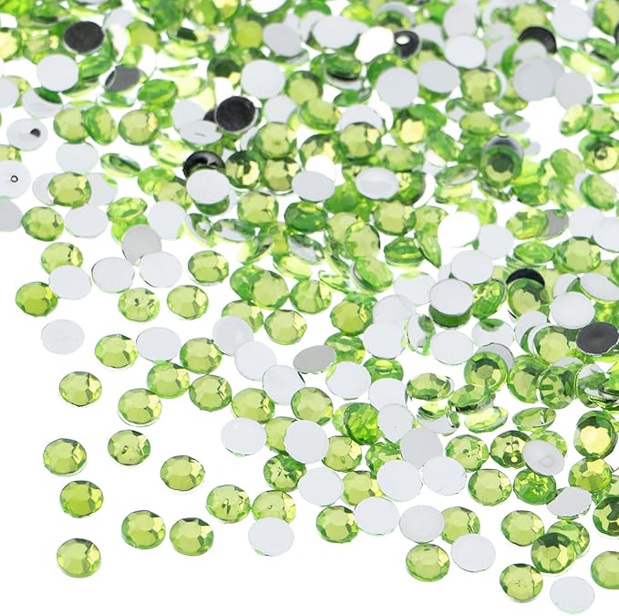 John Bead 2000 Pieces 4mm (SS16), Peridot, Acrylic Round Flat Back Rhinestones for Jewelry Making, DIY Crafts, Nail Art, Face Makeup, Clothes