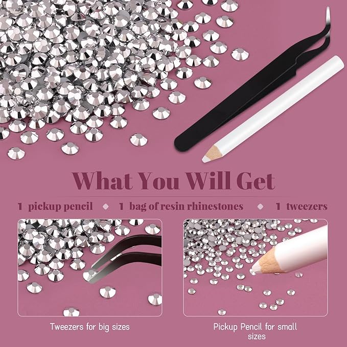 6000PCS 4mm Resin Rhinestones Bulk for Crafting (Silver), Flatback Bedazzling Crystals for Crafts DIY Nail Decoration, Gems Charms for Tumbler Shoes Clothing Fabric with Pickup Pen and Tweezers