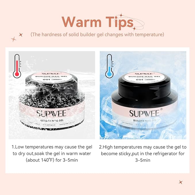 Solid Builder Nail Gel, 60g Large Capacity Clear 3D Nail Sculpting Hard Gel for nails Art Non-Sticky Hand for Carving Extension with Chrome Powder Home DIY Manicure