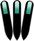 Mont Bleu Rainbow Crystal Nail File in Black Pouch - Small - Purse Size - Czech Tempered Glass - Handmade in Czech Republic - Best Nail File for Women