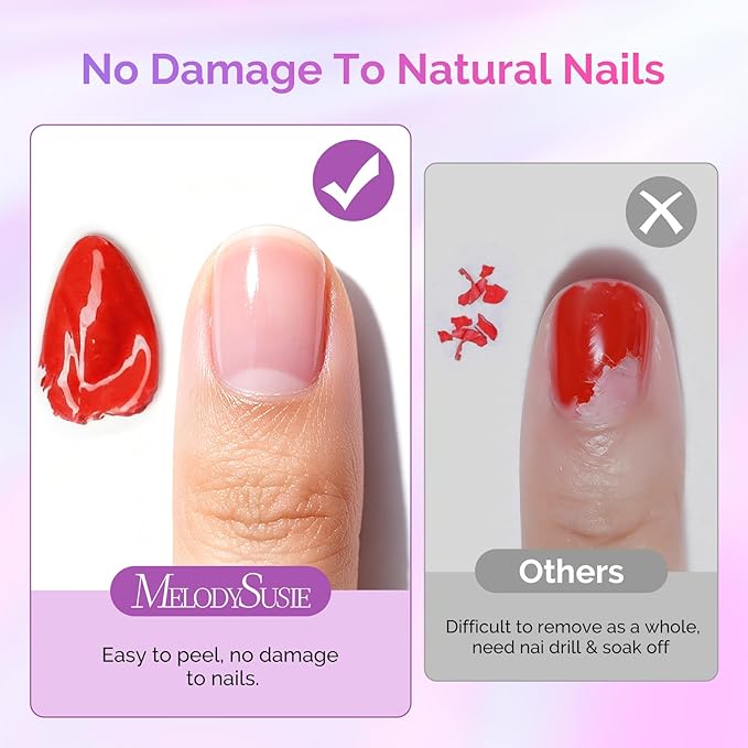 MelodySusie 15ML Clear Peel Off Gel Base Coat for Gel Nail Polish, Upgraded Formula Long-Lasting Soak Off-Free Easy Removal without Damage,stronger adhesion,essential for Home DIY and Nail Salon