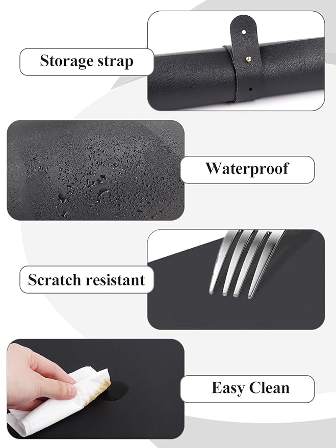 (MAT ONLY) Black Nail Art Table Mat, Foldable Nail Art Hand Rest Pad for Nail Arm Rest Cushion, Soft Microfiber Leather Nail Mat, Manicure Pad Nail Table Pad Desk Mat for Nail Technician Salon Home