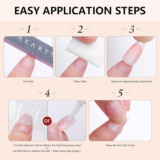 Makartt Press on Nails Kit: Short Deep Neutrals Coffin Tips in 6 Styles 144PCS, Natural Fit with Adhesive Tabs, Glue, and File, Manicure Set for Home Salon