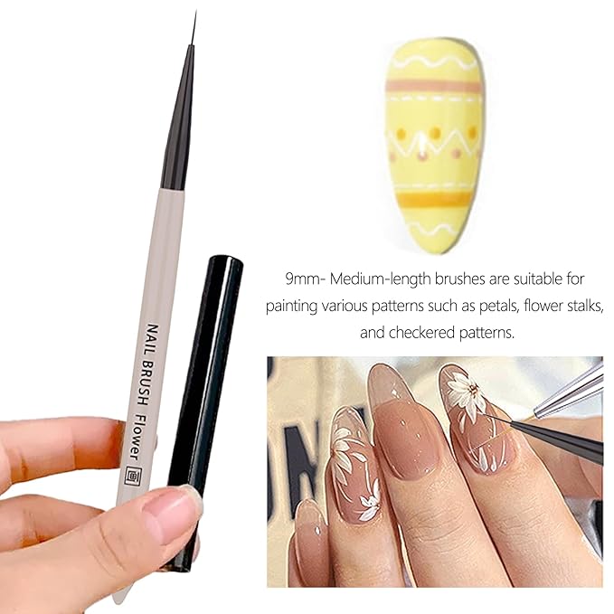Nail Art Brushes for Drawing Petals & Leaves, Nails Design Painting Brush, Watercolor Paint Brush for Nails, Acrylic & Gel Nail Polish Brush for Manicure Salon & DIY Home Manicure