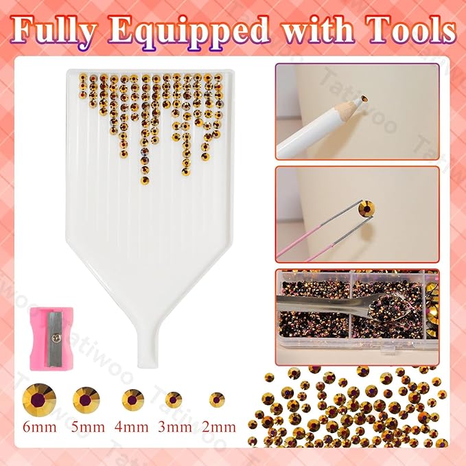 20000Pcs Gold Black Flatback Resin Rhinestones for Bedazzling, Mix Sizes 2-6mm Crystal Rhinestones Gems, Black Gold Gems Bedazzling for Crafting for DIY Face Makeup Crafts Tumblers