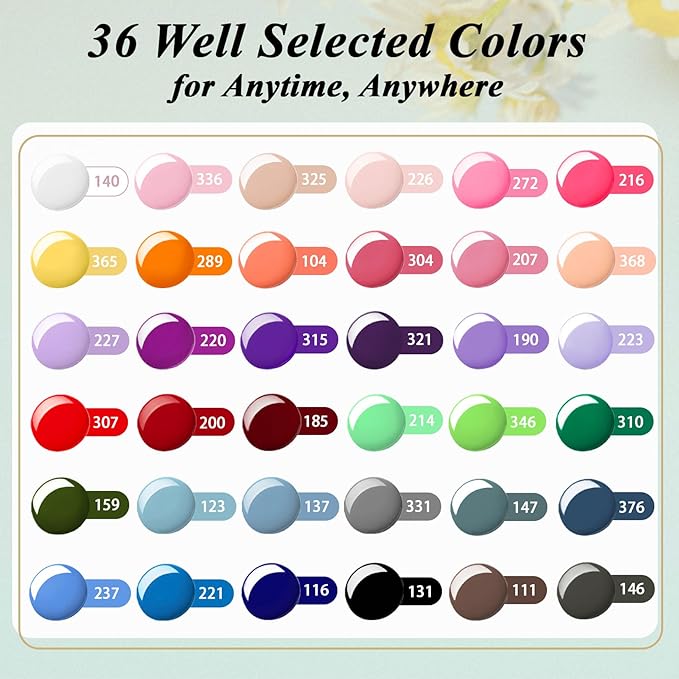 phoenixy Gel Nail Polish Kit with U V Light 48W, 56 Pcs 108 Effects Gel Nail Polish Set Base Glitter Top Coat Manicure Tools Gifts for Women