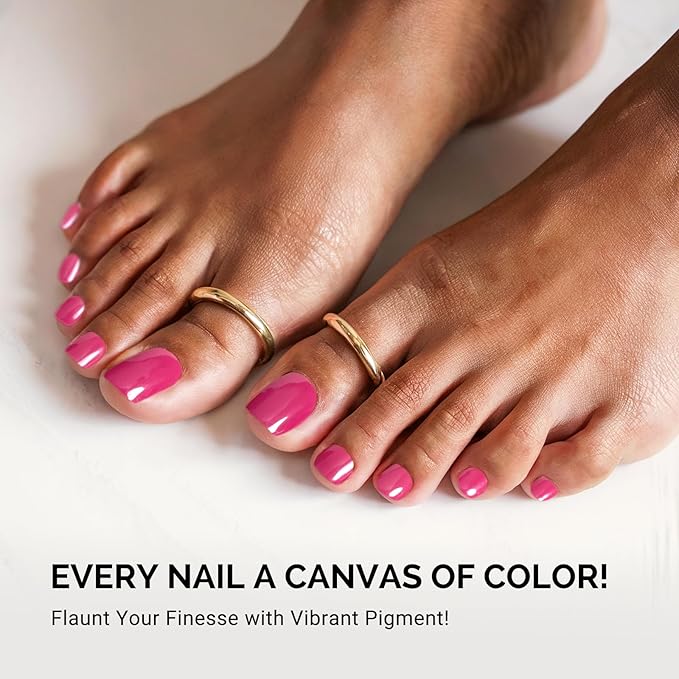 MelodySusie 32Pcs Semi Cured Gel Toe Nail Strips (Bright Pink), Pedicure Stickers for Toes, Works with Any UV/LED Lamps, Salon-Quality, Long Lasting, Easy to Apply & Remove