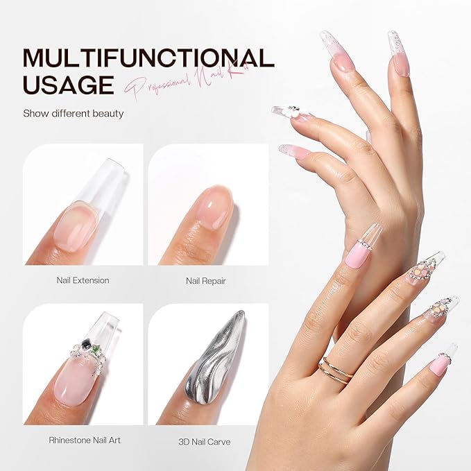 Morovan Builder Gel For Nails: Long-Lasting Hard Gel For Nails Extension Builder Clear Hard Nail Strengthen Nail Sculpture Building