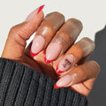 Glamnetic x Fanatics Press On Nails - Texas Tech Red Raiders | Short Almond Fake Nails, Collegiate Raiders Scarlet French Tips, College Nails, Salon-Quality | 15 Sizes - 30 Nail Kit with Glue