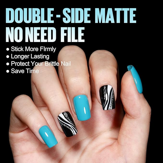 TOMICCA Short Square Gel Nail Tips, 15 Sizes No File Square Tips Full Cover, 360Pcs Soft Fake Acrylic Nails for Home DIY Nail Salon Manicure