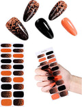 20pcs Halloween Semi Cured Gel Nail Strips - Salon Quality DIY Wraps,UV Needed