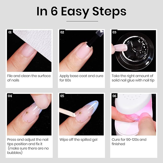 MIZHSE Solid Nail Glue Gel for Press on Nails, 18g 3 in 1 Nail Glue Gels for Fake Nails Strong Adhesive Solid Gel Rhinestone Glues U V LED Lamp Cured Needed Nail Salon Home DIY