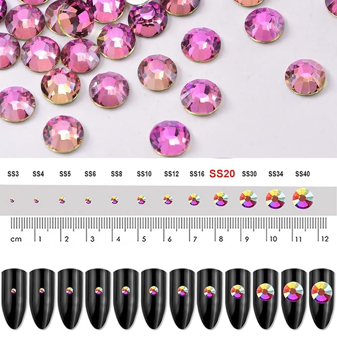 Dowarm 720pcs SS20 Flatback Glass Crystal Rhinestones, 4.8MM for Craft Nails Dance Costumes, Non Hotfix, Rose Pink Vitrail