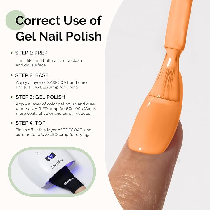 MelodySusie Hema Free Gel Nail Polish, 0.5 Fl Oz Thick Light Orange Gel Polish, Non-Toxic, Long Lasting, Soak Off UV Nail Polish, Manicure Nail Design Salon DIY Nail Art at Home K1465