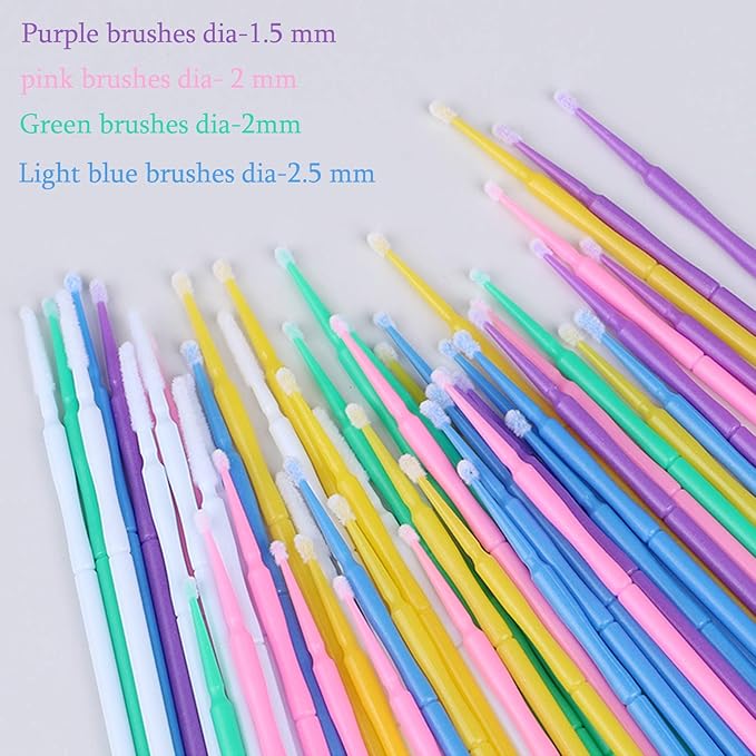 500 PCS Disposable Micro Applicator Brush, Gelme Nutri Micro swabs,Head Bendable Ultrafine Eyelash Extension Brushes for Makeup and Personal Care (Dark blue 2.5mm)