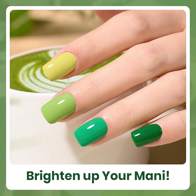 Beetles Green Gel Polish Set - Green Picnic Pastel Gel Nail Polish Set 6 Colors, Soak Off UV LED Lamp Spring Nails Art, Long-Lasting Manicure Salon DIY St Patricks Day Nails Home