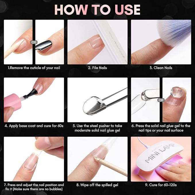 Makartt Nail Tips and Glue Kit: Almond Medium Tips 500PCS with 3D Gel Solid Builder Gel for Extension, Full Cover Pre-Buffed Nails, Non-Sticky Carving Glue, Complete DIY Manicure Nail Art