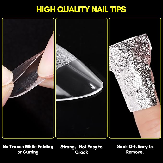 Makartt Almond Nail Tips: Extra Short Full Cover Pre-shape Fake Nails Half Matte Soft Clear Gel Nail Tips Acrylic False Nails, 12 Sizes French Press on Nail Extension Salon Home DIY 120pcs