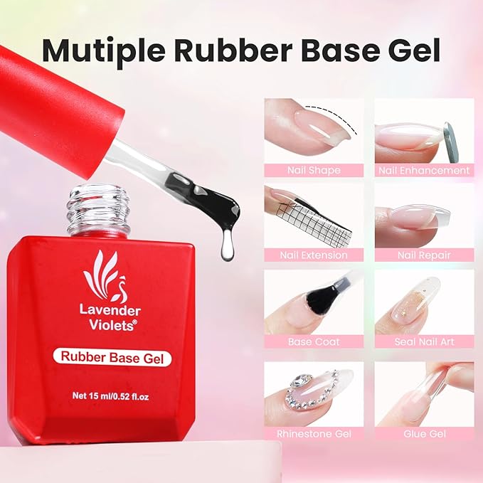 Lavender Violets Clear Builder Gel for Nails 2pcs Set 15ml 8 in 1 Nail Builder Strengthener Gel Enhancement Nail Gel Building Nail Apex for Beginners & DIY Salon Manicure A105x2