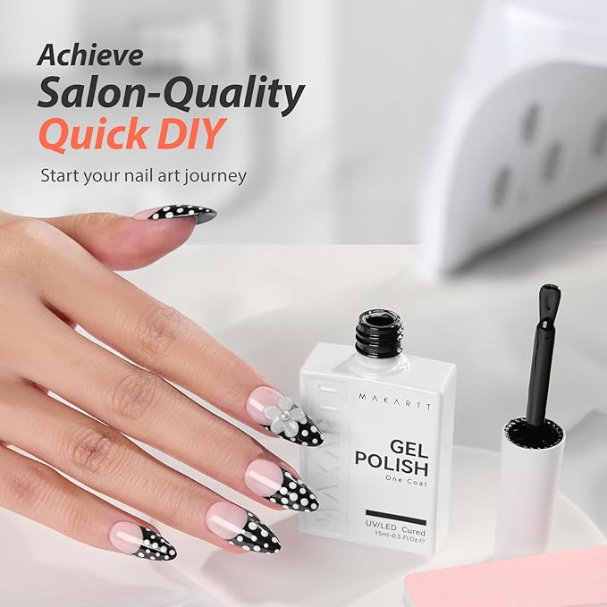 Makartt Ultra Pigmented Black Gel Nail Polish 15ml One N'Done Black Gel Polish One-Coat Soak Off High-Gloss Ceramic Shine, Salon-Grade UV Nail Art Manicure DIY Salon Home - Night Script
