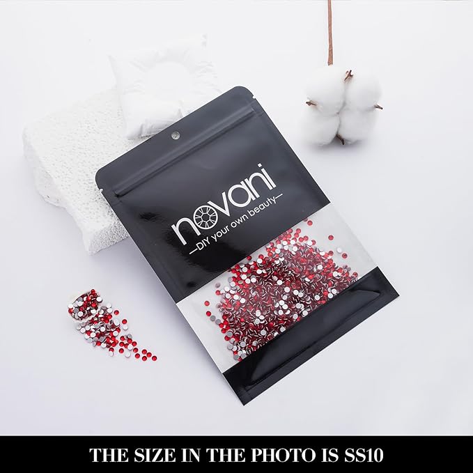 Novani 3000 Pieces Flatback Rhinestones Glass Round Gems Red Crystals for Nail Art DIY Crafts Clothes Shoes,SS10,2.7-2.9mm
