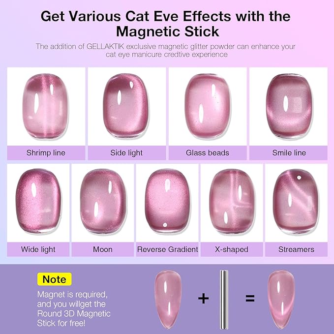 Cat Eye Gel Nail Polish Set, 6 Colors 12ML Glass Nail Polish Gel with Magnet, Soak Off UV LED for Home Salon Manicure Gift for Women