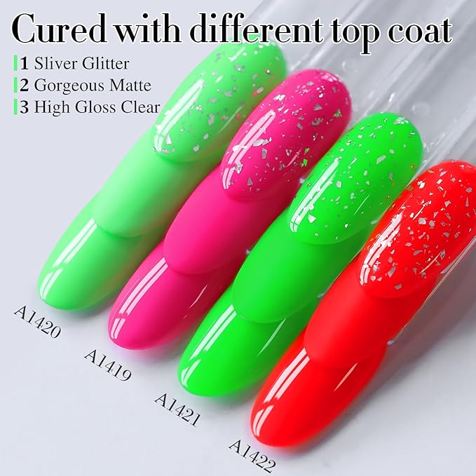 Double Rhythm 15ML Gel Nail Polish Pure Sheer Same Color Same Bottle Soak Off Gel Polish Art Manicure Salon DIY at Home for Women (Neon Light Green-A1420)