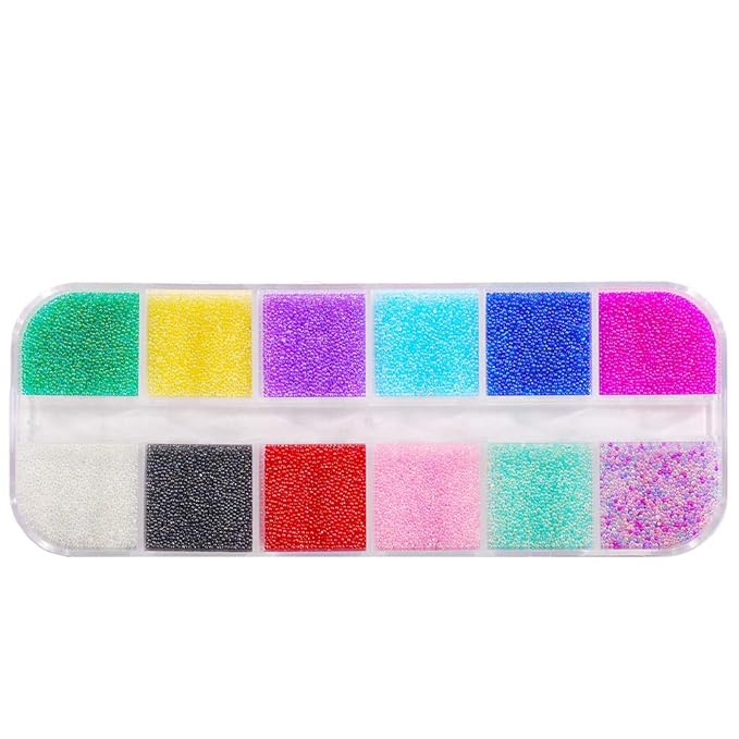 3D Nail Caviar Beads 12 Colors Glass Mini Ball Micro Caviar For Woman Decorations Transparency AB (AB beads)
