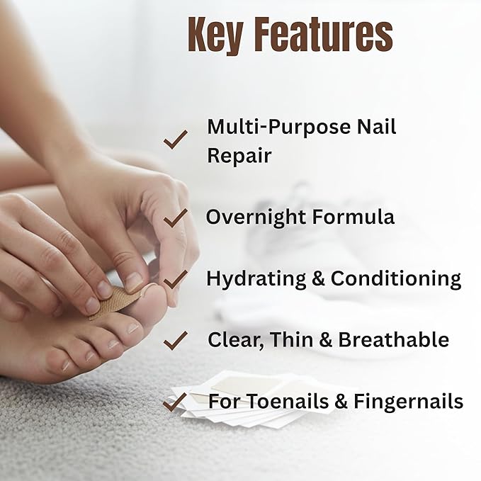 Jaws Podiatry Multi-Purpose Nail Repair Patches, Supports Nail Appearance, Hydrates & Conditions, Overnight 8-Hour Wear, Improves Visible Nail Clarity, Gentle Vegan-Friendly Formula