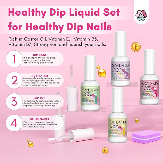 SAVILAND Dip Powder Nail Kit with Drill: Starter Set 30 Colors Summer Spring Keratin Dip Nails Powder with Dipping Liquid Set Activator Base Top Coat Cuticle Oil for DIY Manicure Art Christmas Gift