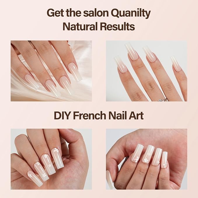 Vansiho Ombre Gel Nail Tips, 150Pcs Peach Gradient Long Square Press on Nails, Soft Gel Nails False Nail, Acrylic Fake Nails for Nail Art DIY 15 Sizes