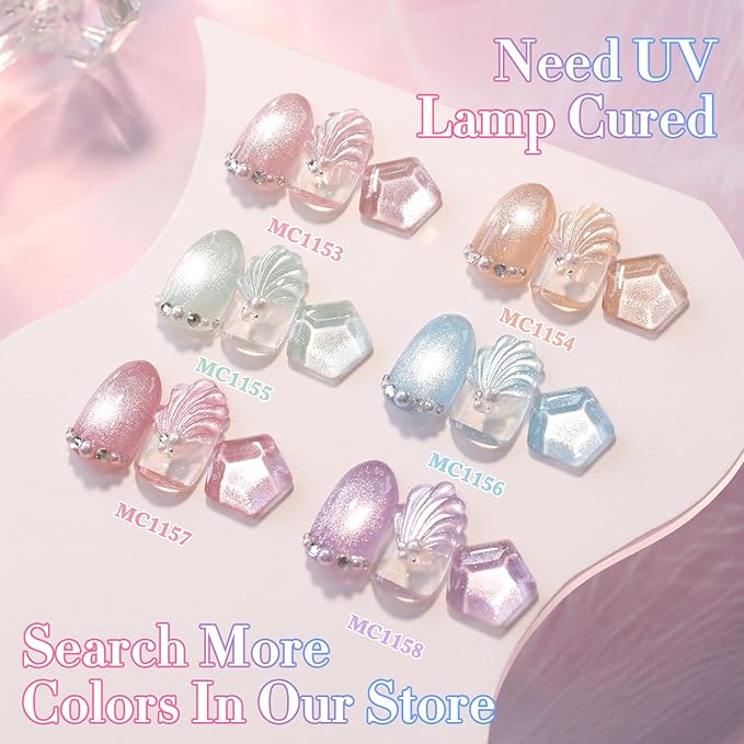 Double Rhythm 0.5 Oz Cat Eye Gel Polish with Magnet Same Color Same Bottle Holographic Glitter Shimmer Translucent Color Salon 15 ML Magnetic Nail Art (Purple-MC1158)