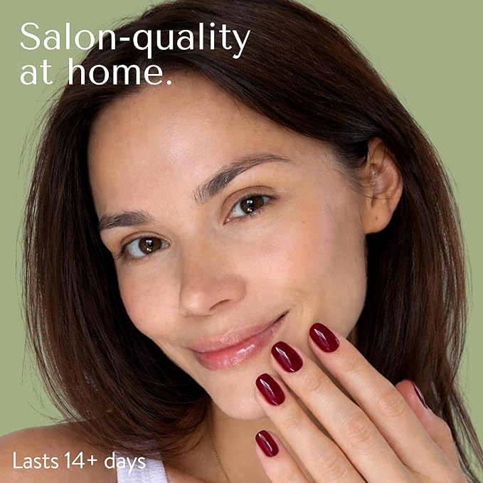 Ami Amour- Gel Nail Strips Cured Polish Color That Pops (Last 14+ Days) | Semi Cured Nail Sticker Wraps For Quick Easy Application (Cherry Red)
