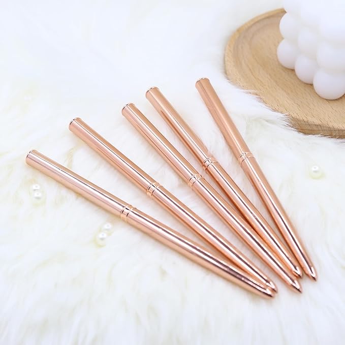 5pcs Nail Art Liner Brushes,Liner Brush For Nails Gel,Painting Art Design Brush Set Nail Dotting Drawing Tool For Long Lines, Thin Details, Fine Drawing Sizes 7/9/11/15/25mm（Rose Golden）