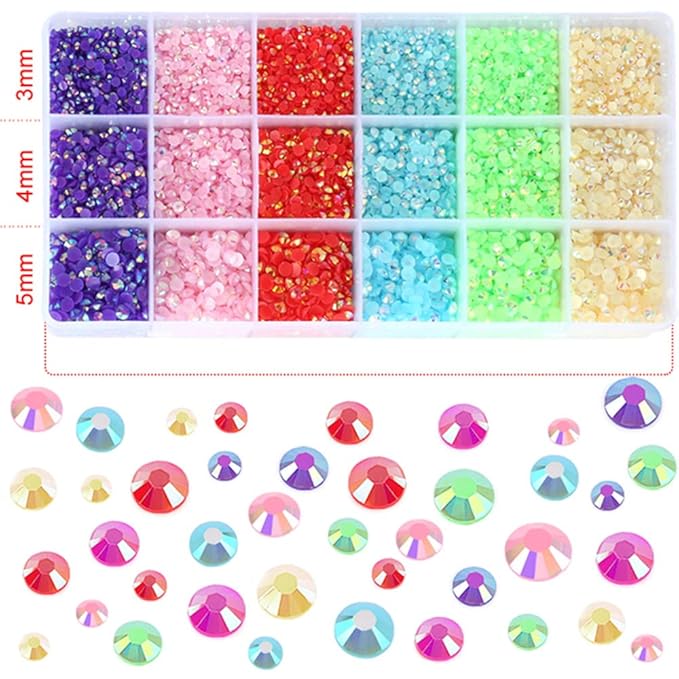 22380pcs Resin Rhinestones Set 3/4/6mm Flatback Stones Glitter Crystal Bulk for Garment Nail Art Decorations Resin Flatback Rhinestones Kit for Nail Crafts Tumbler Round Shape(GG)