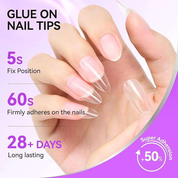 Gelike EC Pro Nail Glue & Strengthener: Clear 6-in-1 Nail Adhesive for Repair - Strengthening & Protein Repair - Perfect for Home & Salon Use - UV Needed