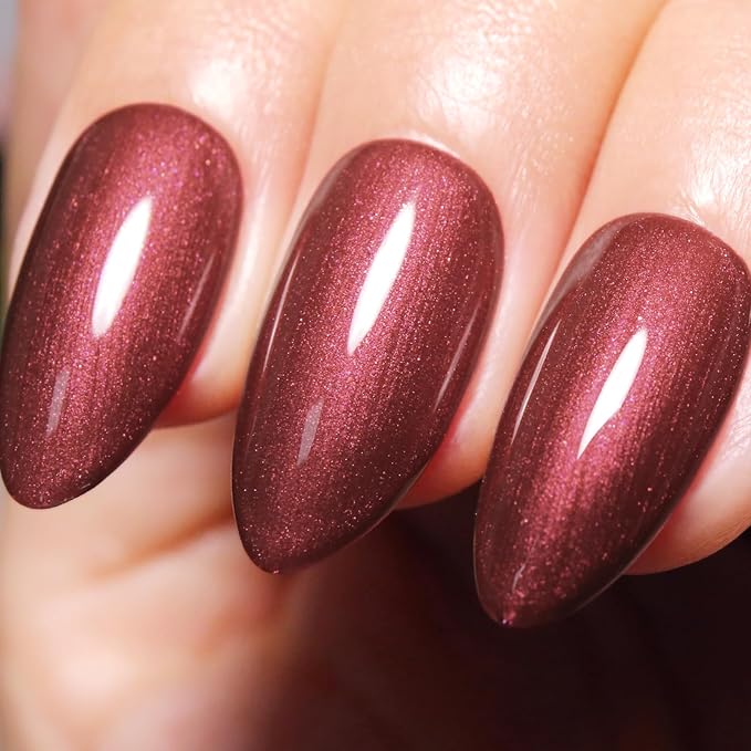 Imtiti Pearl Gel Nail Polish,0.5 Fl Oz Copper Red Glitter Drawing Gel Polish Shell Thread Shimmer Mermaid Nail Gel Polish Soak Off UV LED for Home DIY Nail Art Manicure Salon