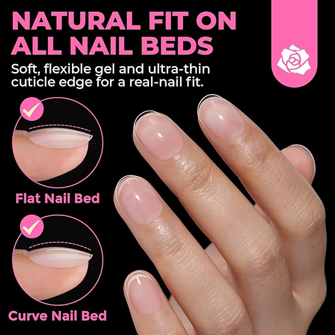 UNA GELLA Oval Nail Tips Exra Short 504PCS Pre-shape Gel Oval Almond Nail Tips for Women DIY Salon Round Almond Press On Nails Full Cover Clear Fake Acrylic Tips 12 Sizes