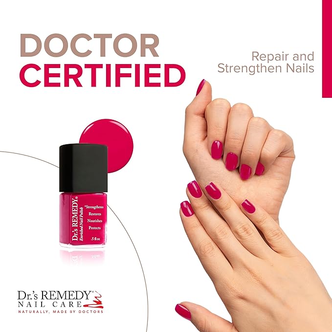 Dr’s Remedy Enriched Nail Polish: Non Toxic, All Natural, and Organic - Doctor Formulated: Strengthens, Restores, Heals, and Protects '24-Free' - WONDEROUS Watermelon