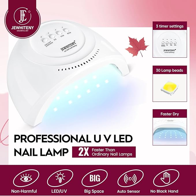 JEWHITENY 28 Colors Poly Nail Extension Gel Kit for Starter at Home Poly Nail Gel All-in-one Kit with Nail Lamp French Trendy Manicure DIY Kit