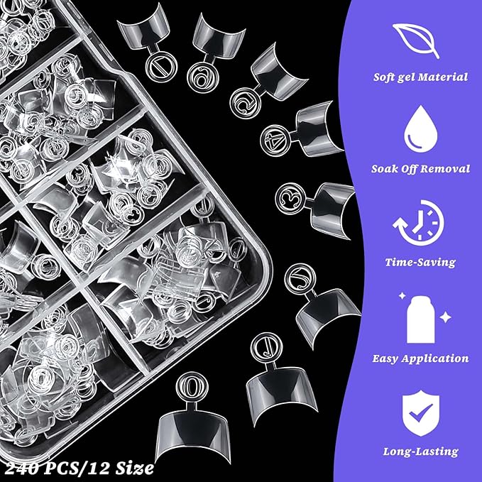 240pc French Square Gel Nail Tips Short Fake Nails Clear Press ons Nail, Short Square Nails Tips Acrylic Nails Extension French Soft Gel Nails Tip Half Cover False Nail Clear Artficial Fingernails