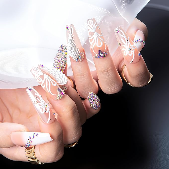 LOVFUL Short Press on Nails Like a Virgo | Handmade Acrylic Press ons | Reusable Fake False Nails | Coffin Classic Regular 1.3 in | H596-M