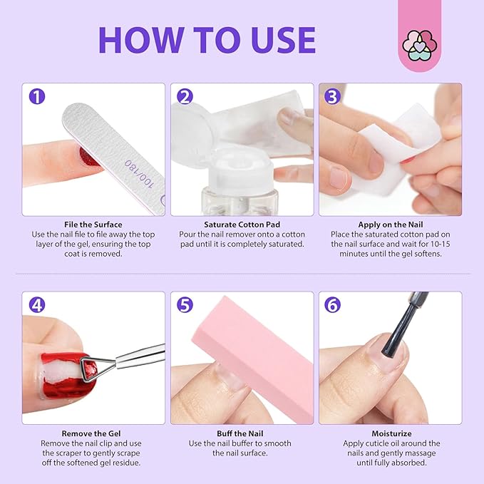 SAVILAND Nail Polish Remover Kit: 2 Pcs 8.45 FL Oz Gel Nail Polish Remover Safe Removal Gel Remover with Cuticle Oil Removal Tools for Gel Polish Acrylic Dip Powder Salon Home Use