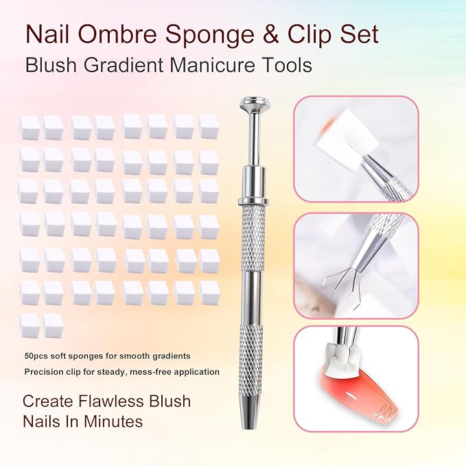 65Pcs Nail Art Tools Set, Professional 7Pcs Nail Art Brushes and 2Pcs Striping Liner Brush, 3Pcs Dual Tipped Dotting Pen, 4-types Cat Eye Magnet, 50Pc Nails Sponges for Ombre & Grabbing Pen